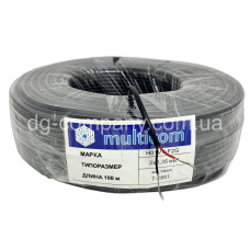 Кабель круглый 2х0.35 Multicom,черный, 100м