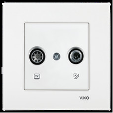 Розетка ТВ+спутниковая типа F концевая Viko Karre белая 90960185 Розетка ТВ+спутниковая типа F концевая Viko Karre белая 90960185