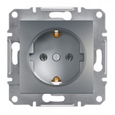 Розетка Schneider Asfora с заземлением и защитными шторками сталь EPH2900262 Розетка Schneider Asfora с заземлением и защитными шторками сталь EPH2900262