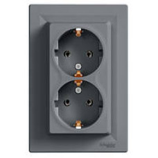 Розетка двойная Schneider Asfora с заземлением антрацит EPH9900171 Розетка двойная Schneider Asfora с заземлением антрацит EPH9900171