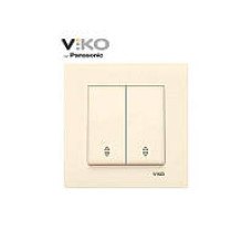 Выключатель проходной 2х клавишный Viko Karre бежевый 90960117 Выключатель проходной 2х клавишный Viko Karre бежевый 90960117